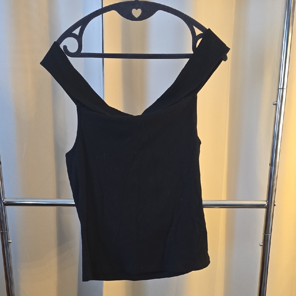 Old Navy Black Off-Shoulder Tank Top